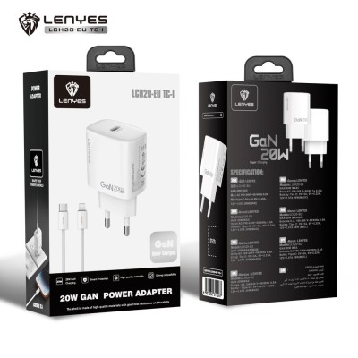 Cargador GaN 20W Lenyes LCH20 Tipo-C a IP | Blanco